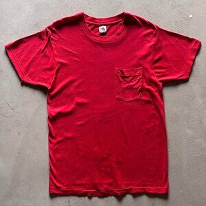 vintage single stitch fruit of the loom red pocket tee